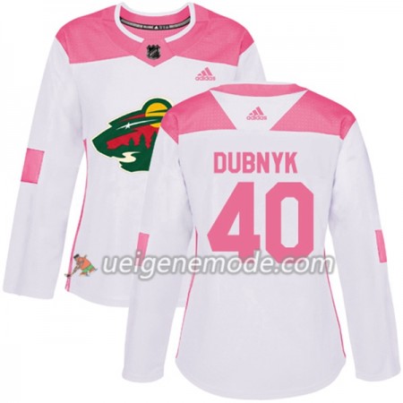 Dame Eishockey Minnesota Wild Trikot Devan Dubnyk 40 Adidas 2017-2018 Weiß Pink Fashion Authentic